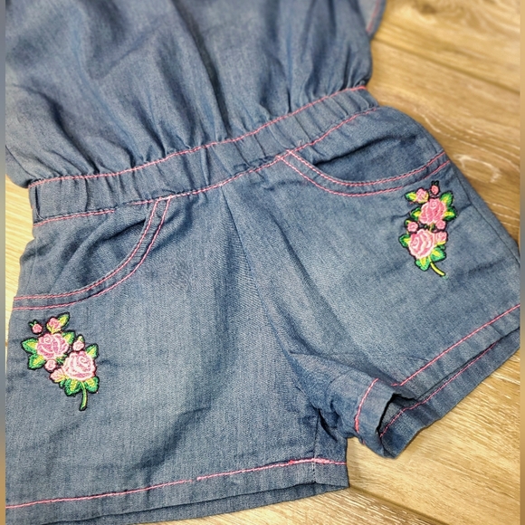 Limited Too denim shorts/romper with spaghetti straps and ruffle Sz 3T - Picture 5 of 7